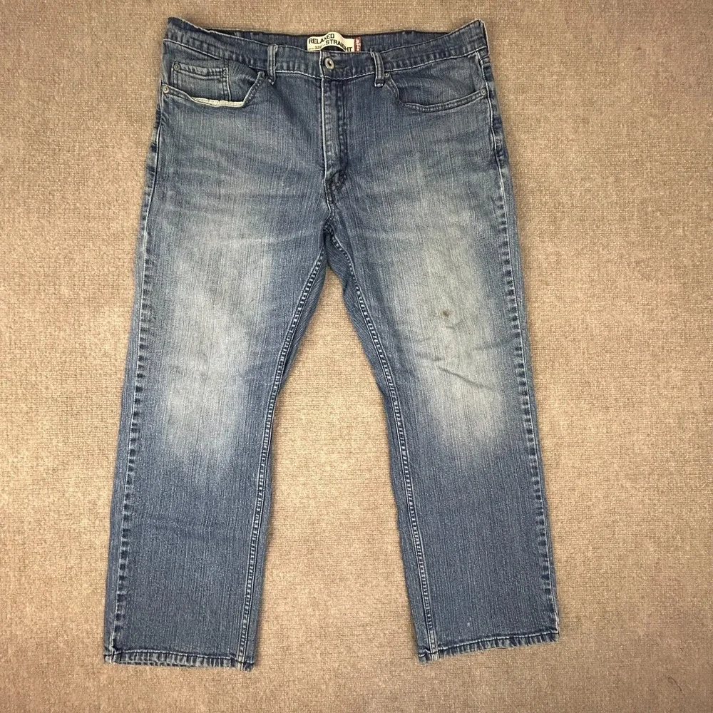 Levis 559 Straight Jeans Men 38x30 Blue Denim Cotton Stretch Logo Relaxed Fit